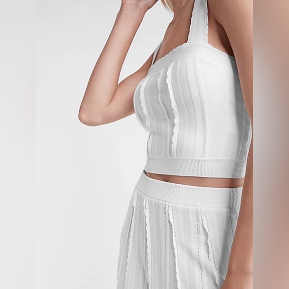 New With Tags Express High Waisted Scalloped Pleated Mini Sweater Skirt Size M - Picture 4 of 7